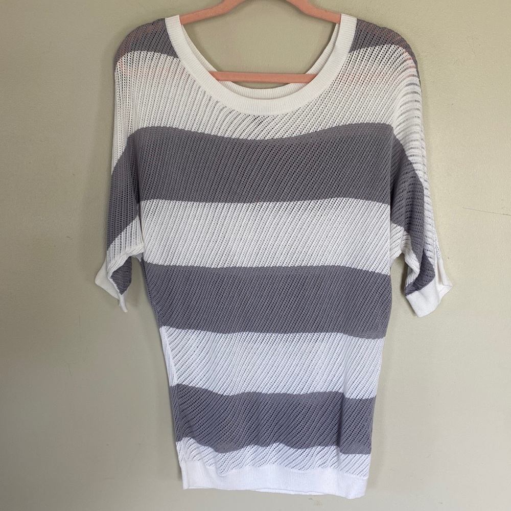 Express Striped Mesh Dolman Sleeve Sweater - XS